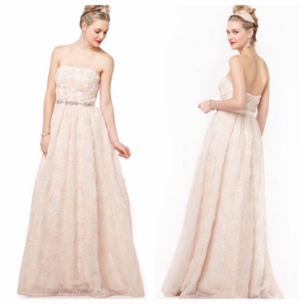 Adrianna Papell strapless rosette ball Gown - Picture 5 of 16